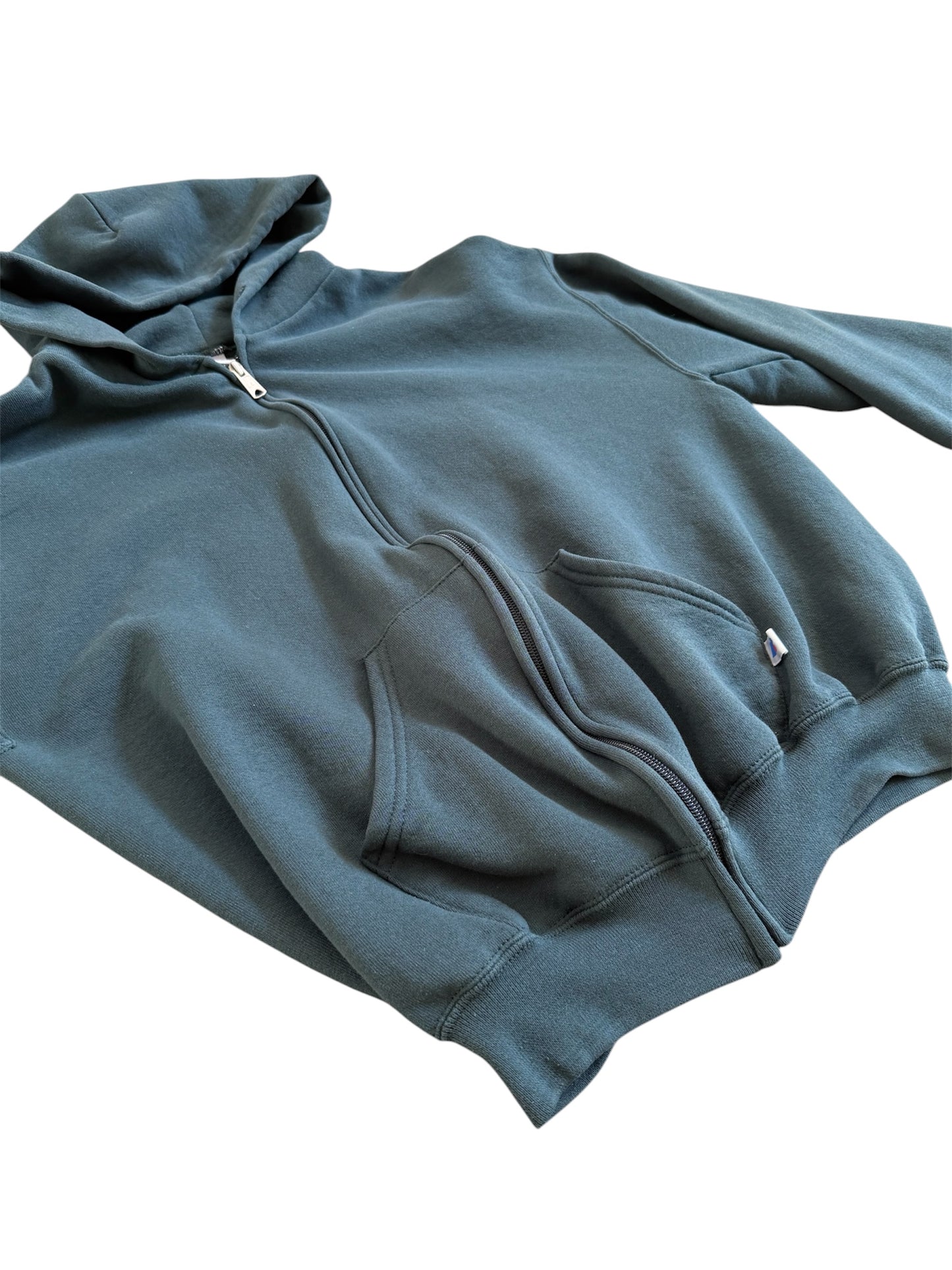 1990s Russell Olive Zip-Up Hoodie