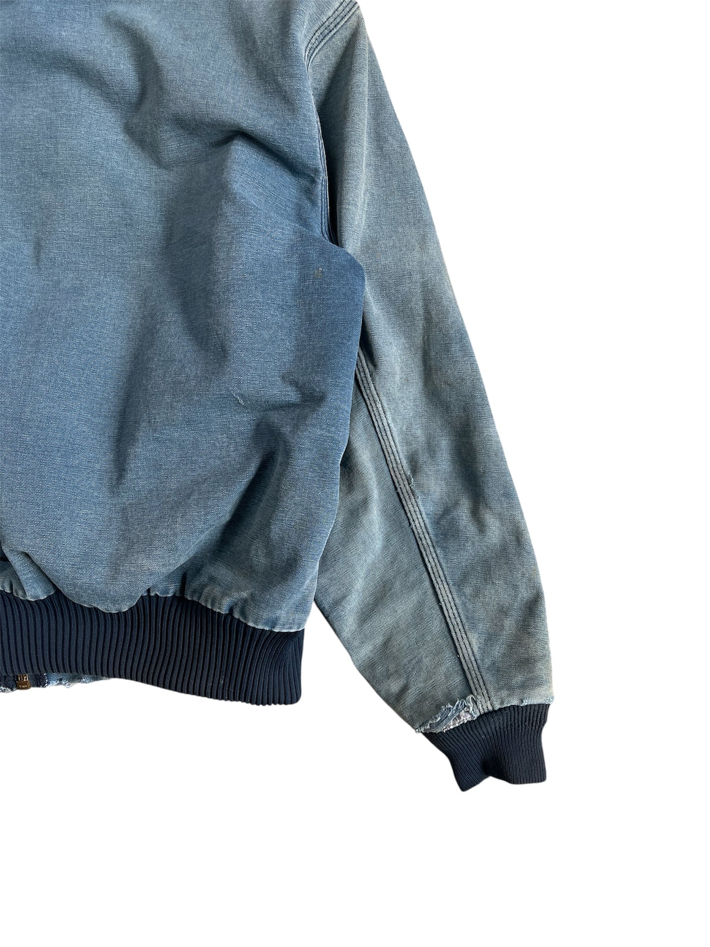 2000s Distressed Carhartt Denim Blue Hooded Zip Up