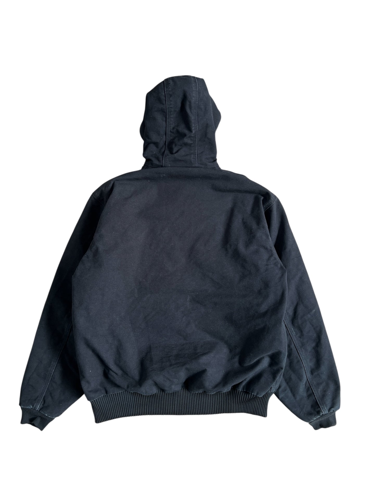 2010s Faded Carhartt Black Hooded Zip Up