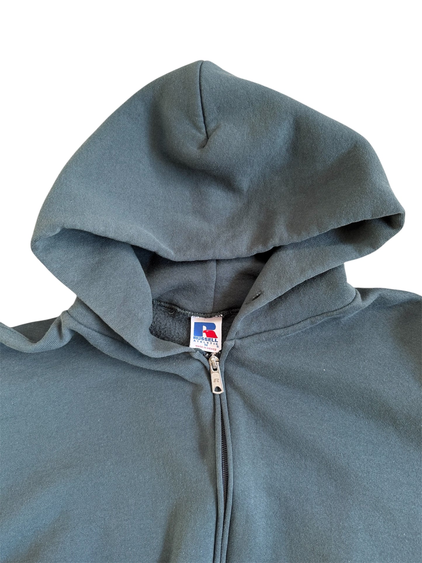 1990s Russell Olive Zip-Up Hoodie