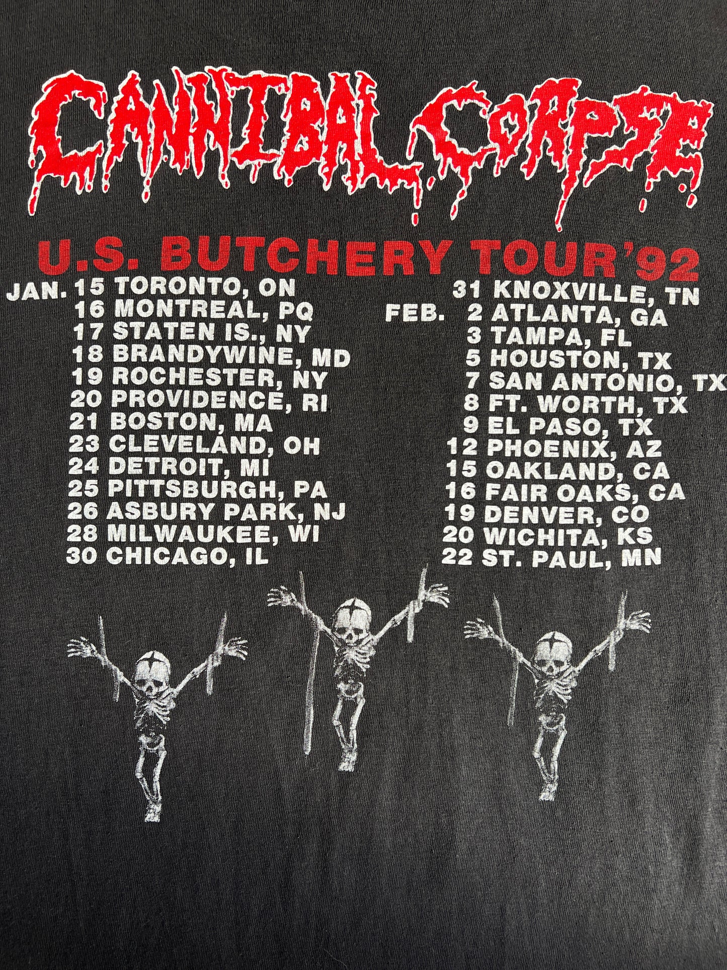 1990s Cannibal Corpse "Butchered At Birth" US Tour Band Tee
