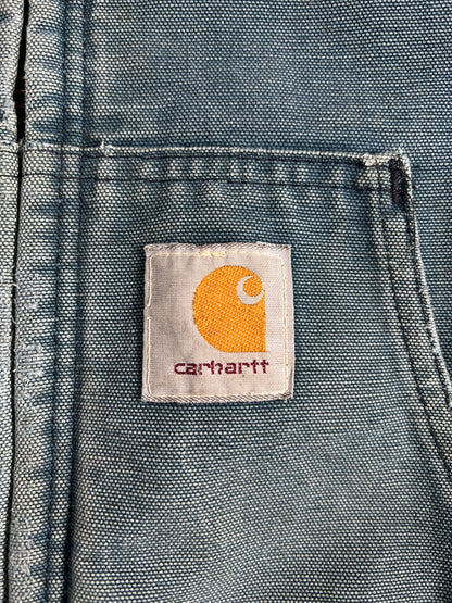 2000s Distressed Carhartt Denim Blue Hooded Zip Up
