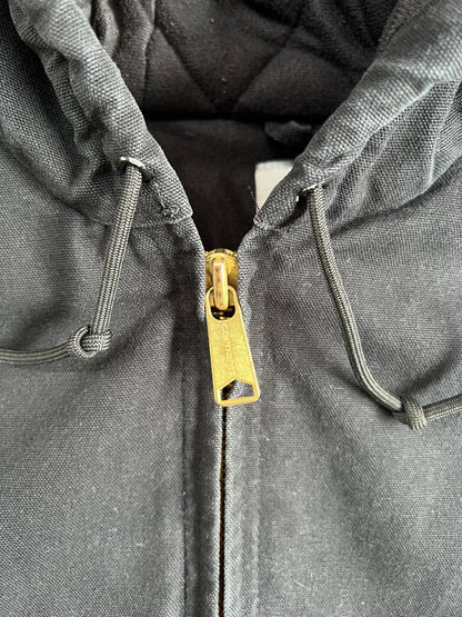 2010s Faded Carhartt Black Hooded Zip Up