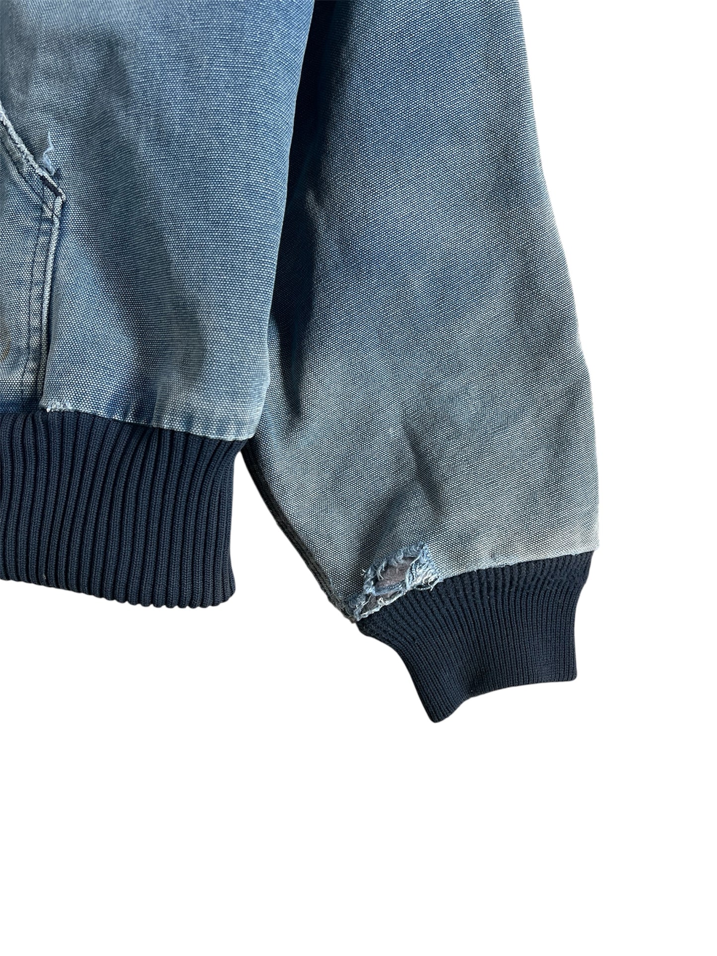 2000s Distressed Carhartt Denim Blue Hooded Zip Up