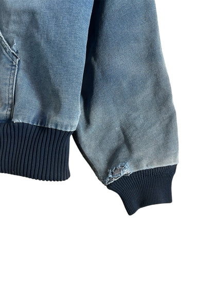 2000s Distressed Carhartt Denim Blue Hooded Zip Up