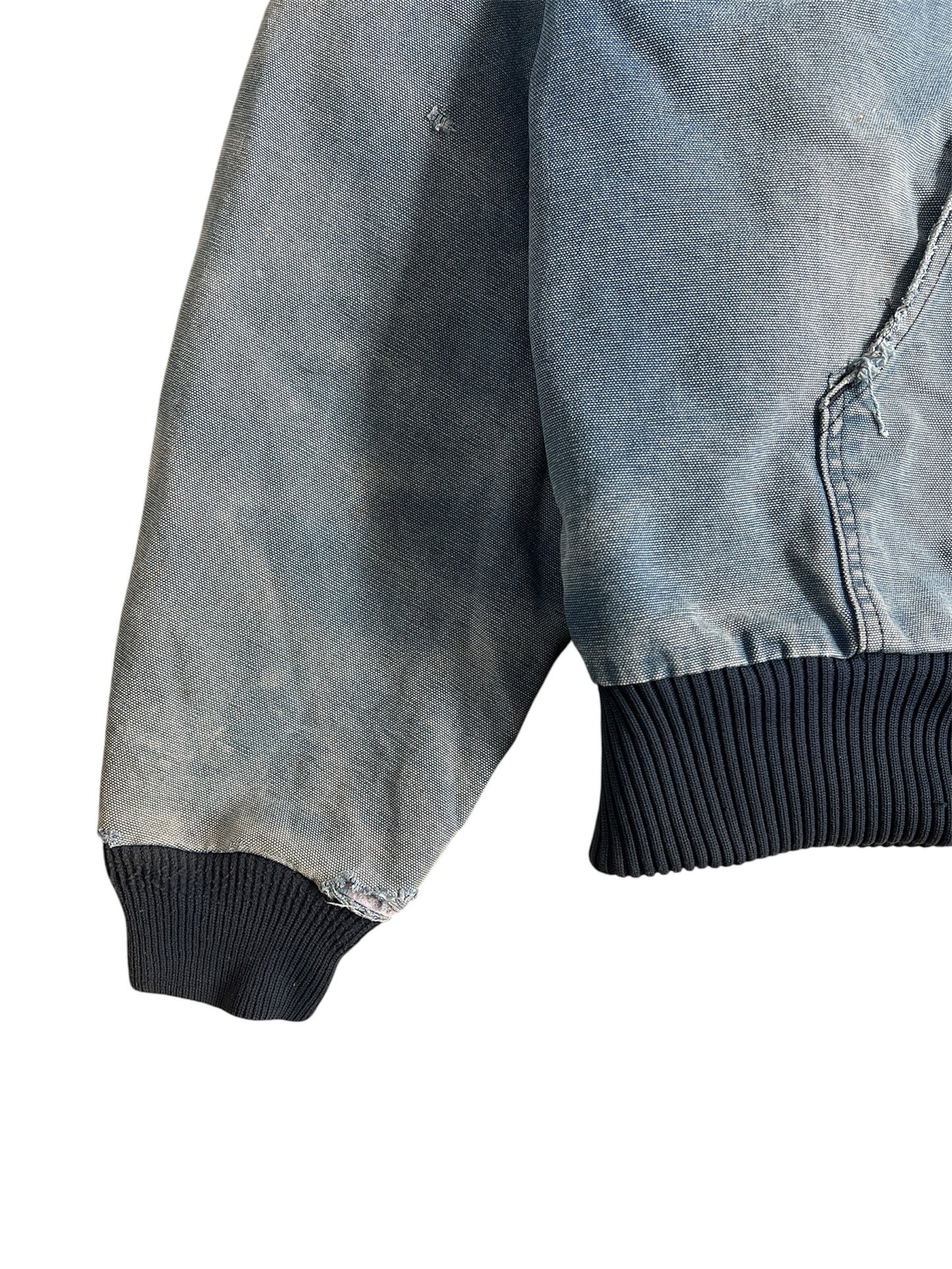 2000s Distressed Carhartt Denim Blue Hooded Zip Up