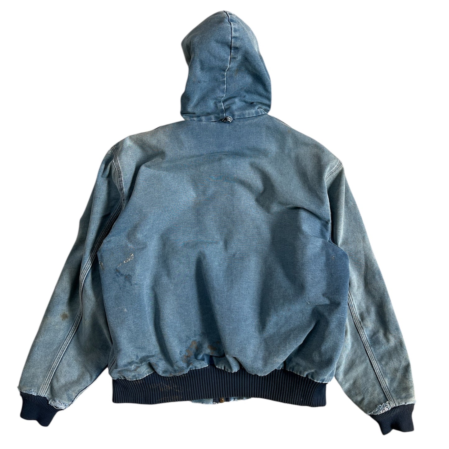 2000s Distressed Carhartt Denim Blue Hooded Zip Up