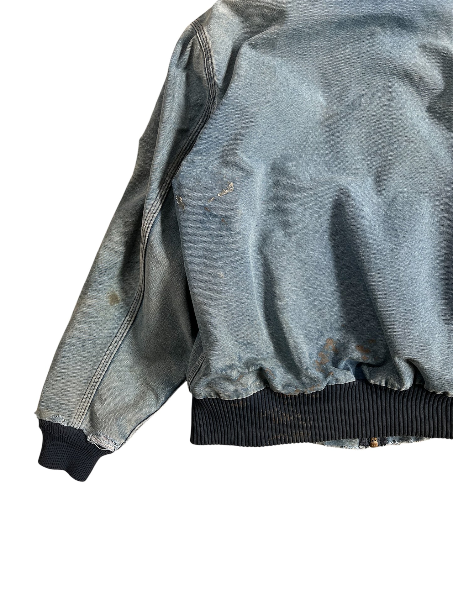 2000s Distressed Carhartt Denim Blue Hooded Zip Up