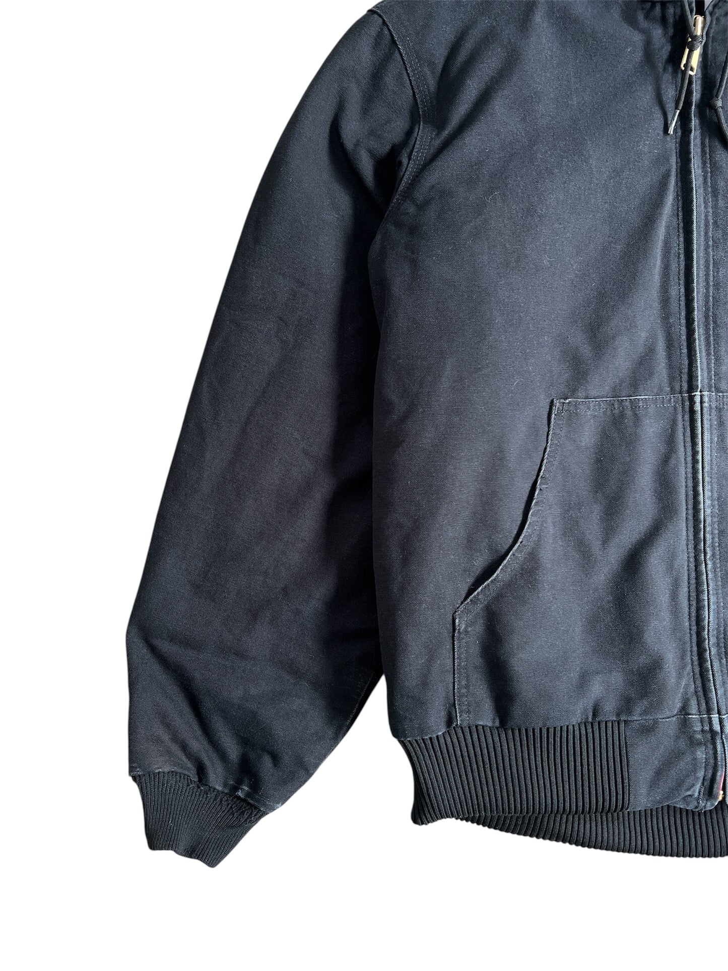 2010s Faded Carhartt Black Hooded Zip Up