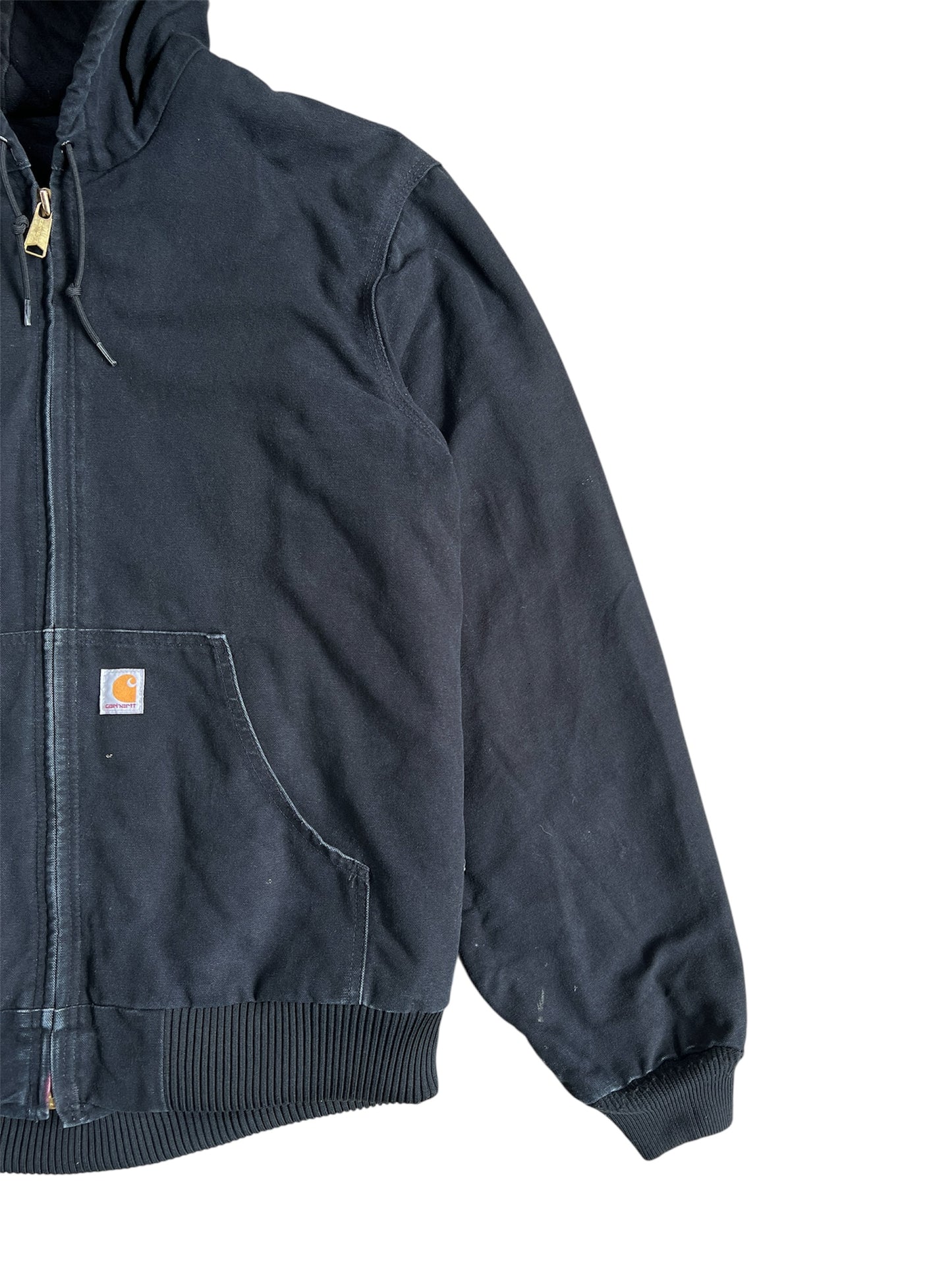 2010s Faded Carhartt Black Hooded Zip Up