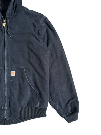 2010s Faded Carhartt Black Hooded Zip Up