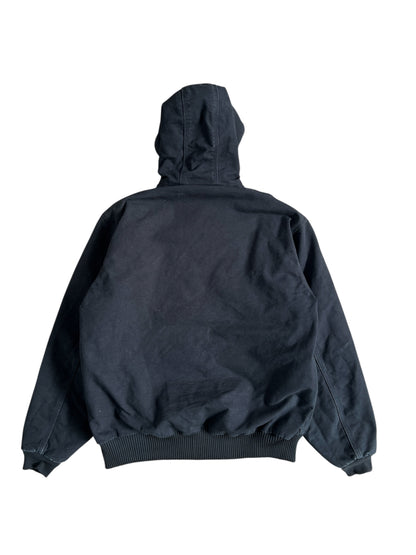 2010s Faded Carhartt Black Hooded Zip Up